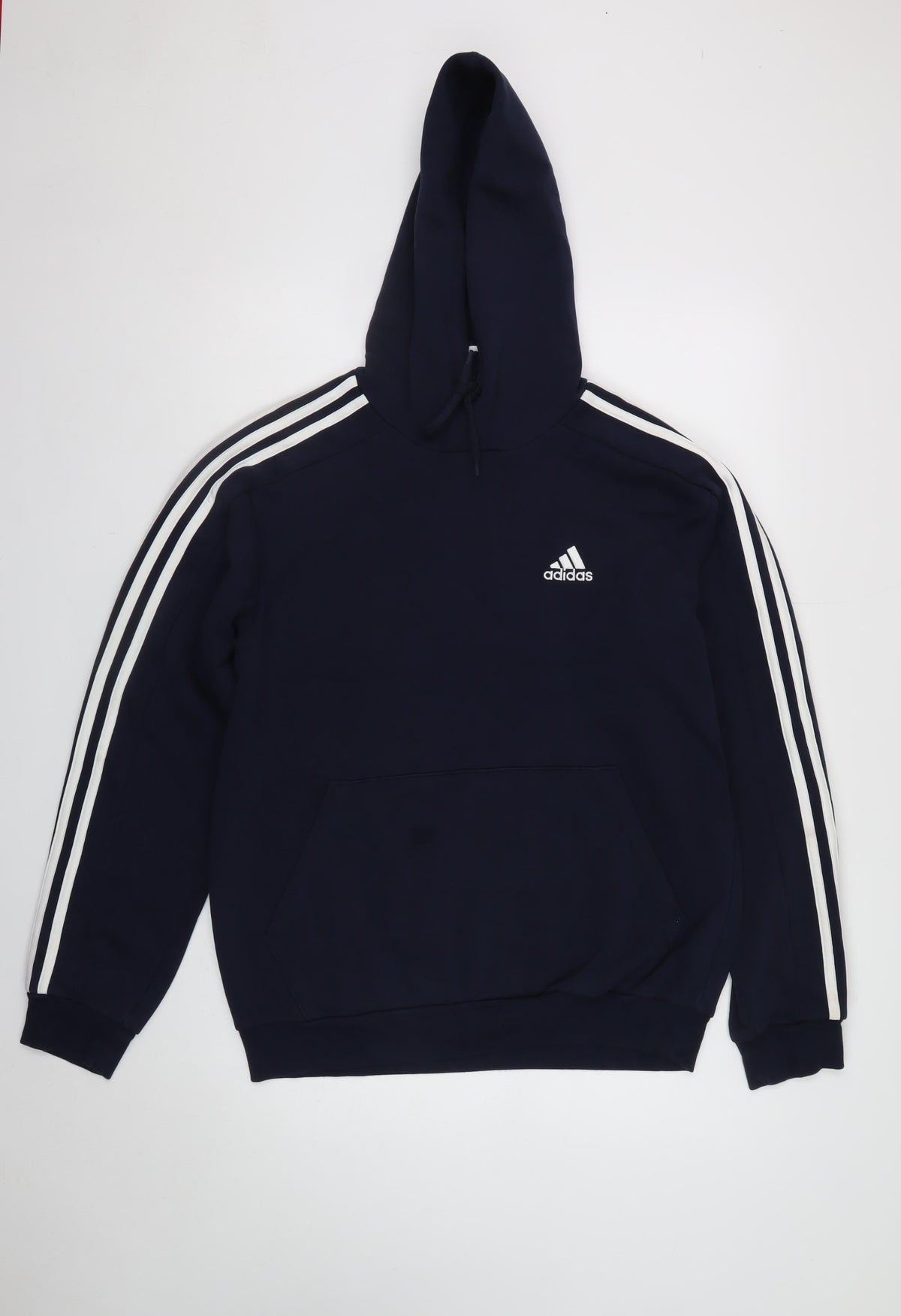 adidas Men’s Blue S Pullover Hoodie Logo 3 Stripe Sports