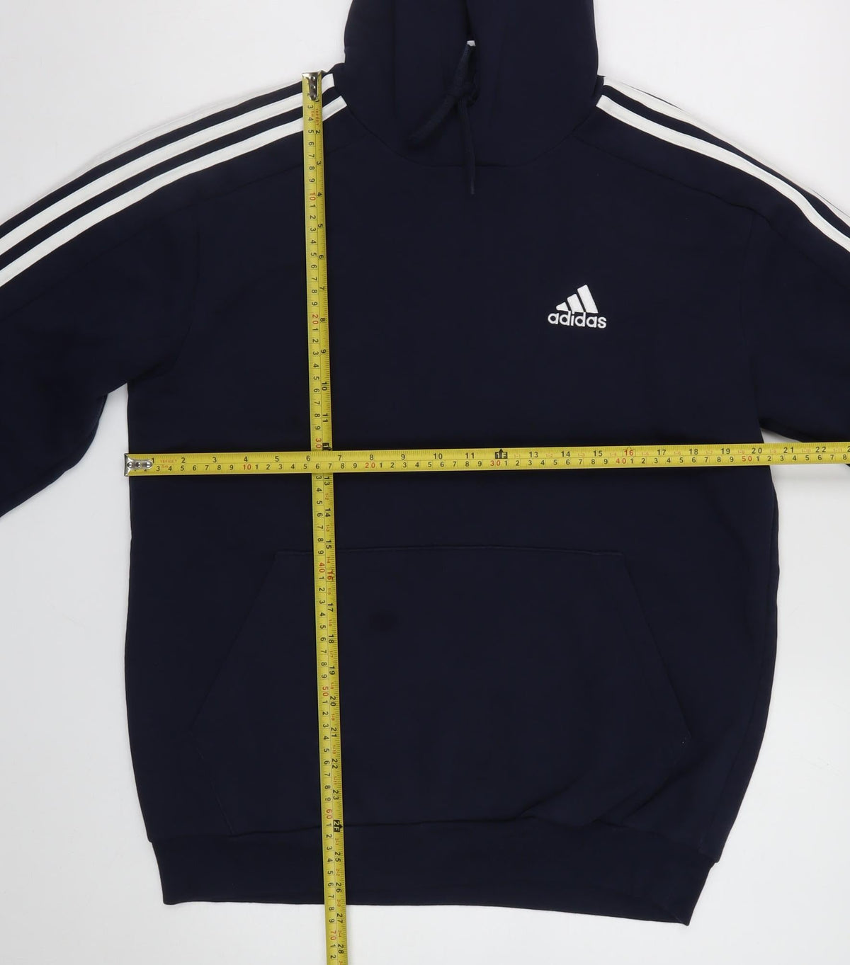 adidas Men’s Blue S Pullover Hoodie Logo 3 Stripe Sports