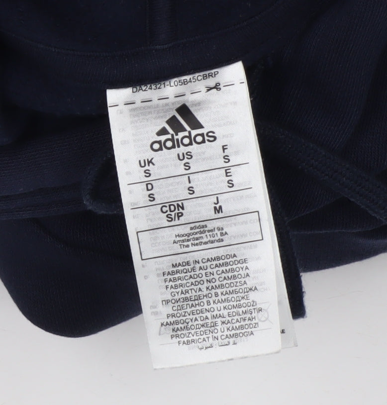adidas Men’s Blue S Pullover Hoodie Logo 3 Stripe Sports