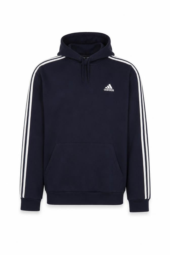 adidas Men’s Blue S Pullover Hoodie Logo 3 Stripe Sports
