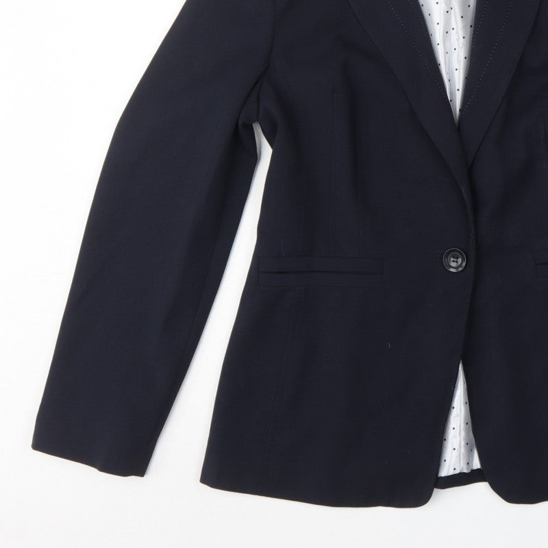 Marks and Spencer Women Navy Blue UK 12 Tailored One Button Blazer