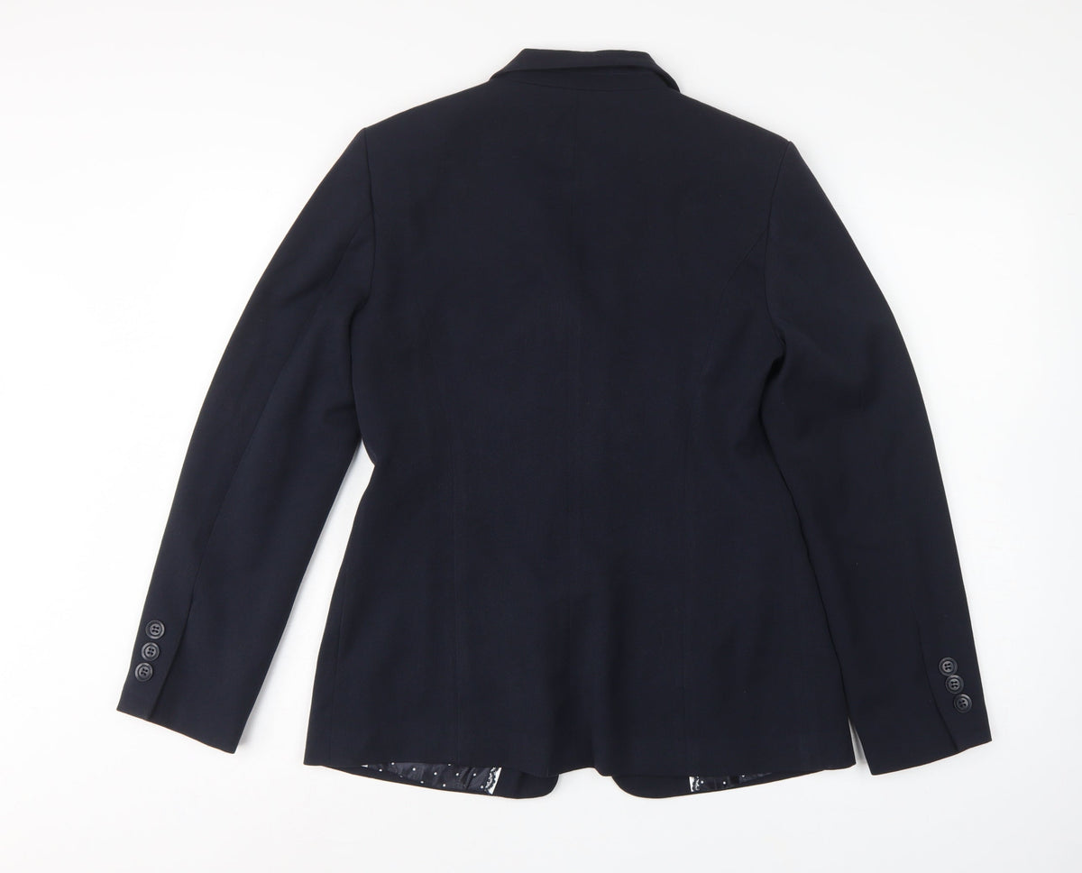Marks and Spencer Women Navy Blue UK 12 Tailored One Button Blazer
