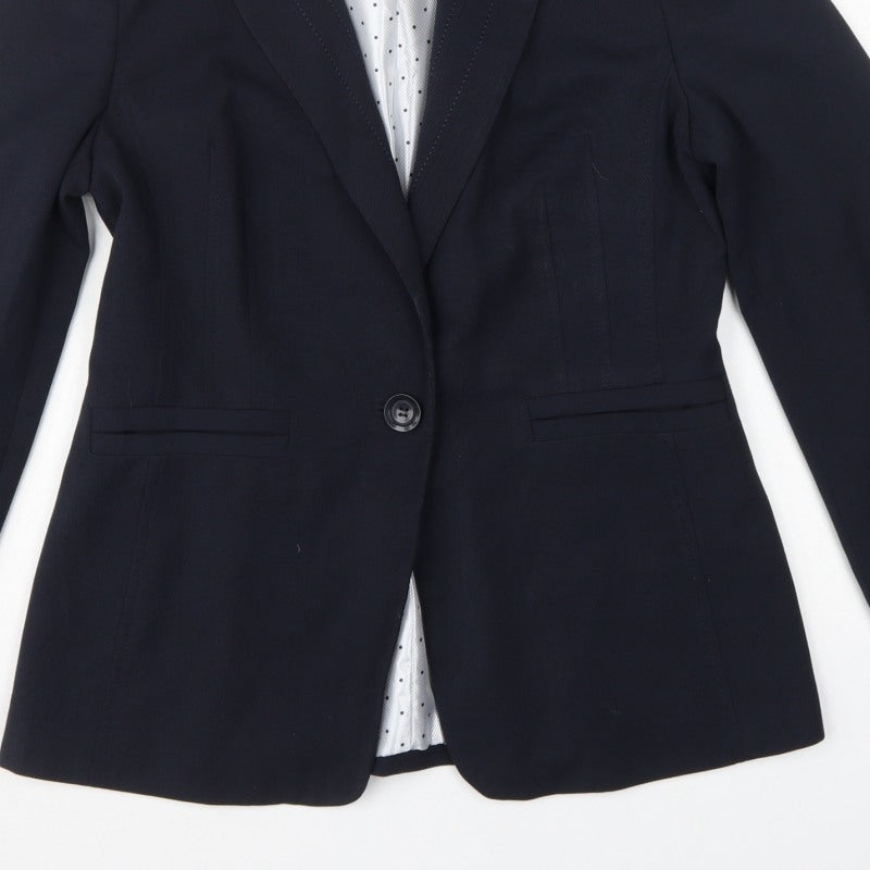 Marks and Spencer Women Navy Blue UK 12 Tailored One Button Blazer