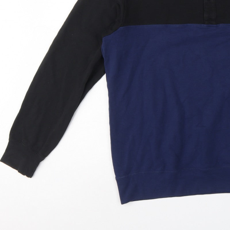 UNIQLO Men’s Black Blue XL Henley Colour Block Sweatshirt
