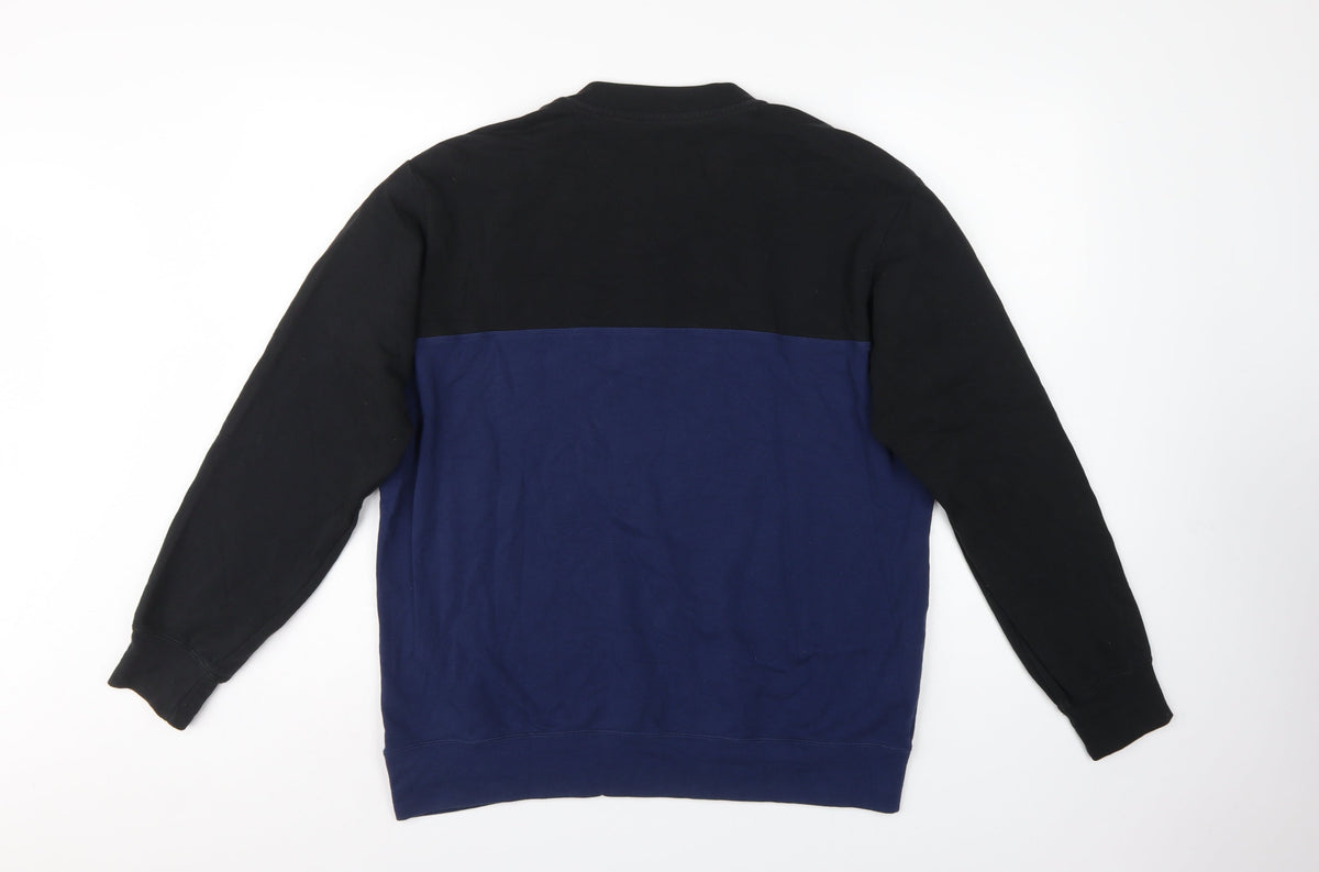 UNIQLO Men’s Black Blue XL Henley Colour Block Sweatshirt