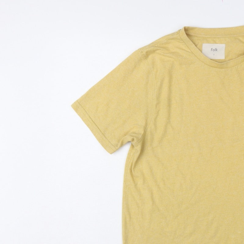 Folk Men’s Yellow Size M Pocket Crew Neck Short Sleeve T-Shirt