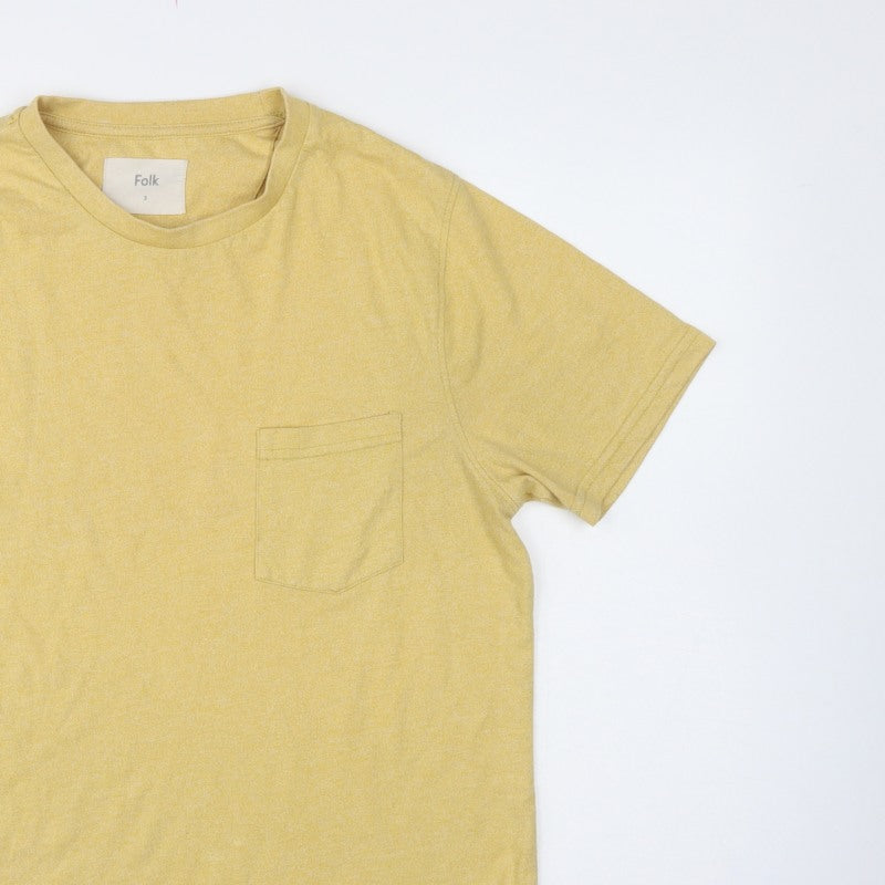 Folk Men’s Yellow Size M Pocket Crew Neck Short Sleeve T-Shirt