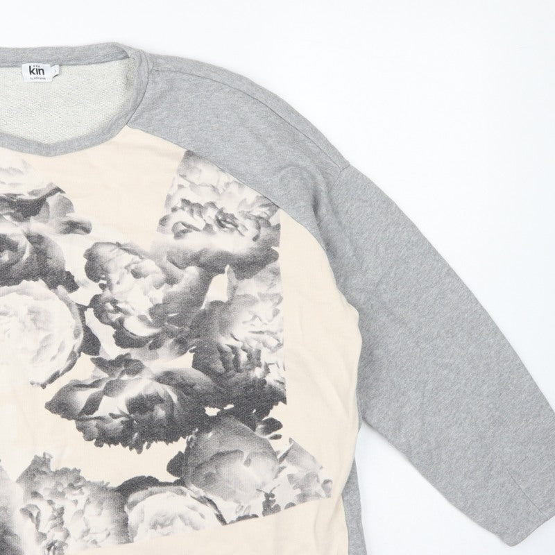 Kin John Lewis Women’s Grey Floral Panel Sweatshirt L Cotton