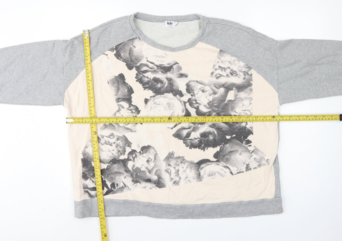 Kin John Lewis Women’s Grey Floral Panel Sweatshirt L Cotton