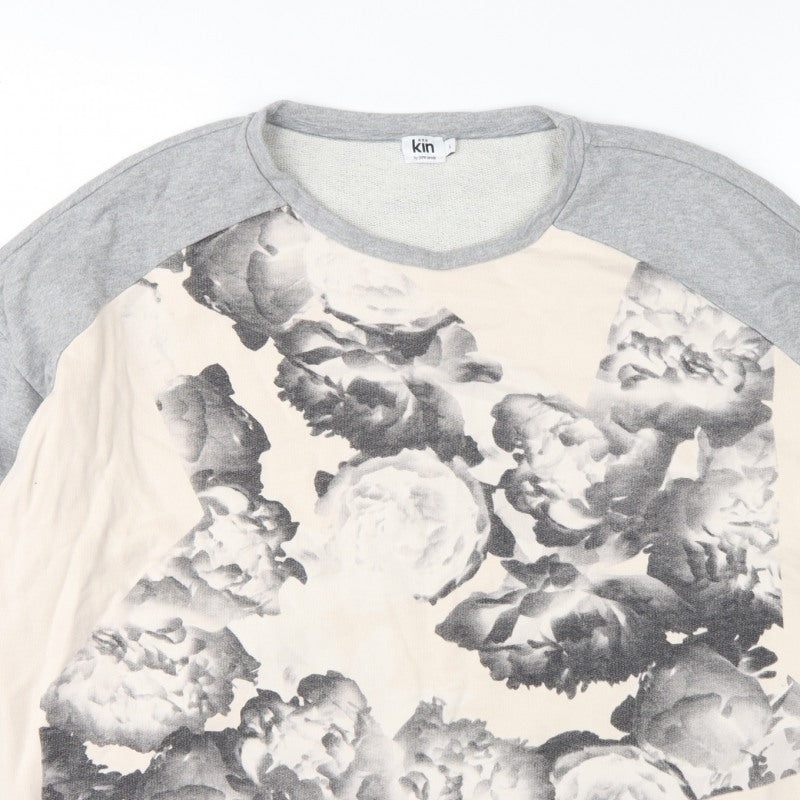 Kin John Lewis Women’s Grey Floral Panel Sweatshirt L Cotton