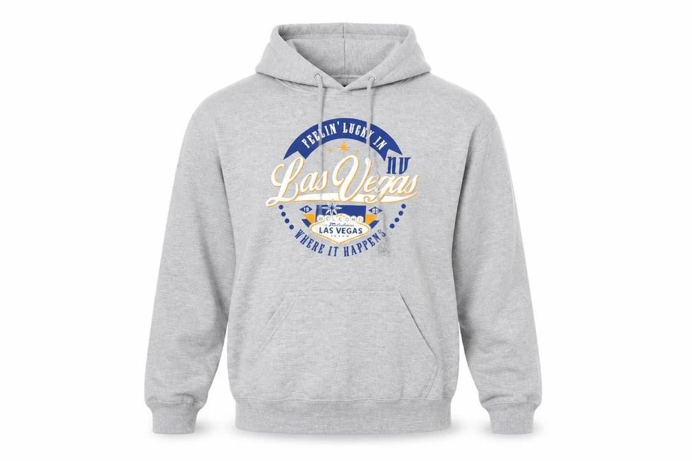 Poin Sportswear Men’s Grey M Las Vegas Graphic Pullover Hoodie