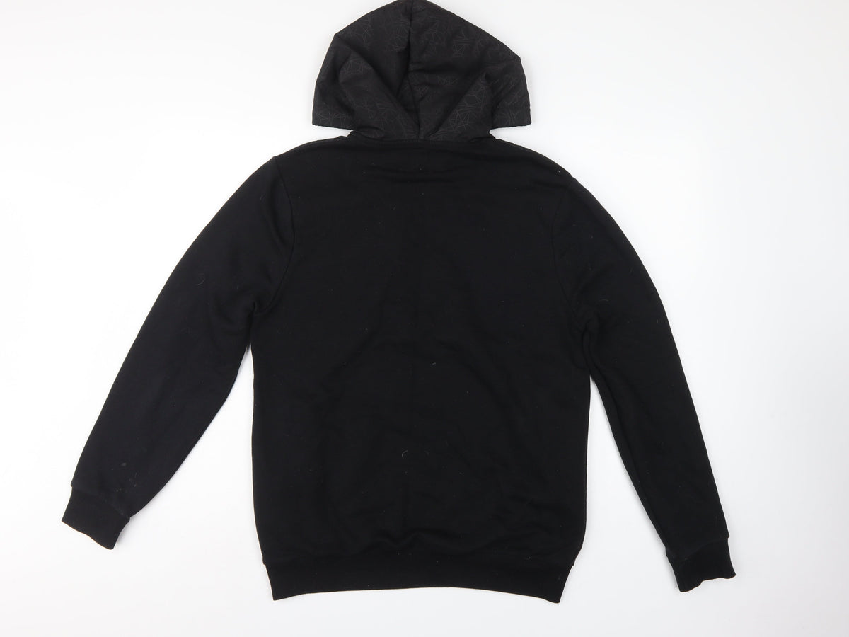 River Island Men’s Black S Geometric 1/2 Zip Hooded Pullover Hoodie