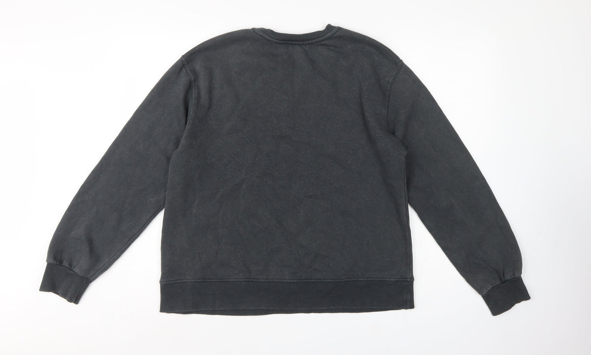 Zara Women Black S Jewel Embellished Crew Neck Pullover Sweatshirt