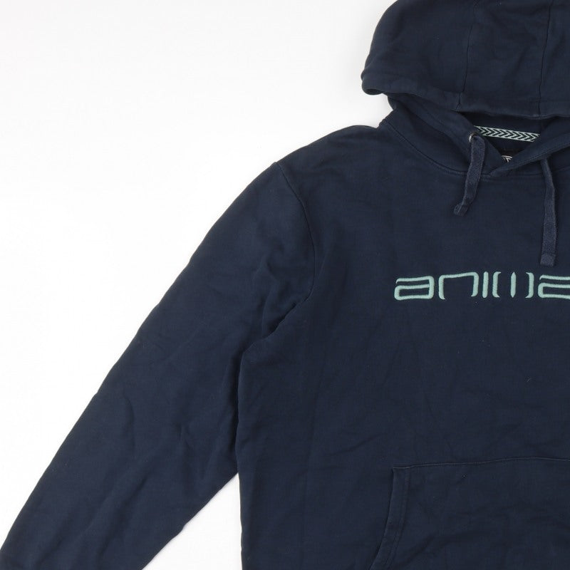 Animal Men’s Blue XL Pullover Hoodie Embroidered Logo Organic Cotton