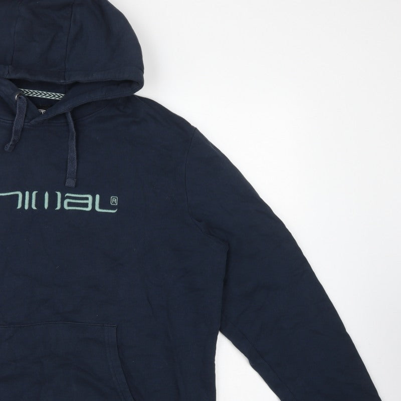 Animal Men’s Blue XL Pullover Hoodie Embroidered Logo Organic Cotton