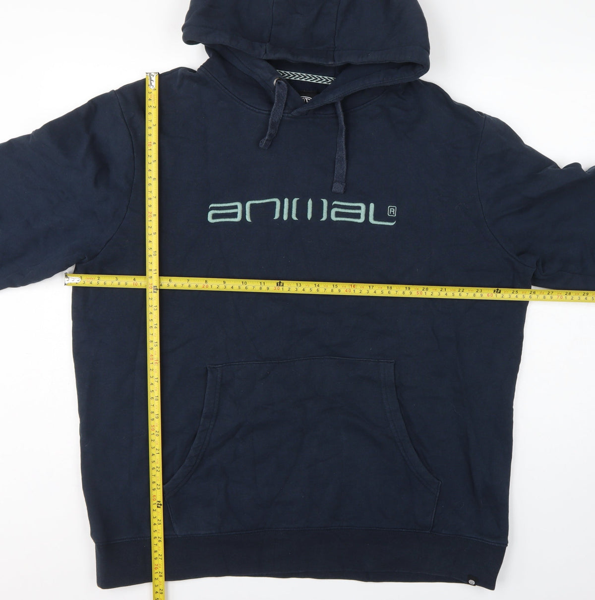 Animal Men’s Blue XL Pullover Hoodie Embroidered Logo Organic Cotton