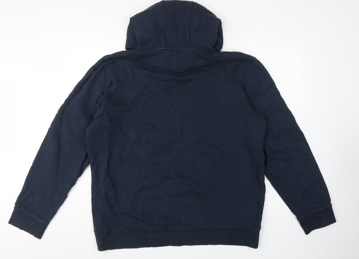 Animal Men’s Blue XL Pullover Hoodie Embroidered Logo Organic Cotton