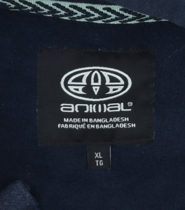 Animal Men’s Blue XL Pullover Hoodie Embroidered Logo Organic Cotton