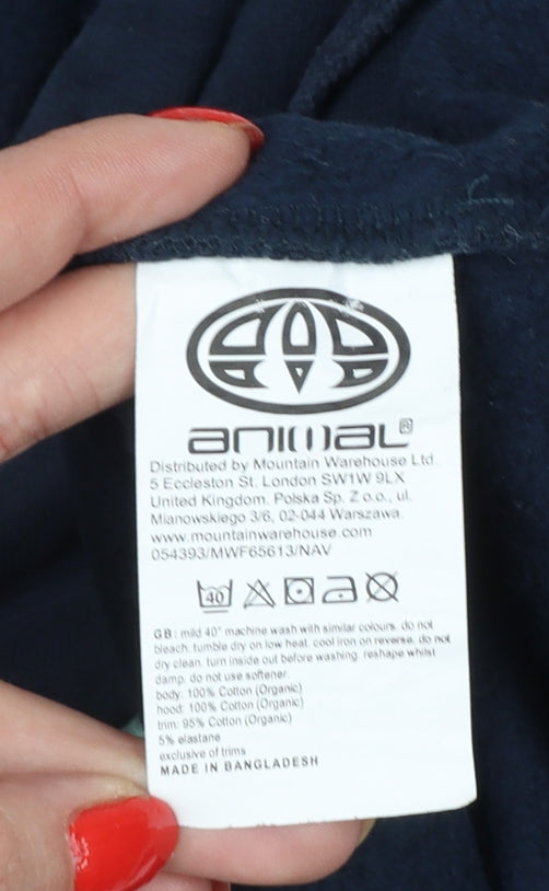 Animal Men’s Blue XL Pullover Hoodie Embroidered Logo Organic Cotton
