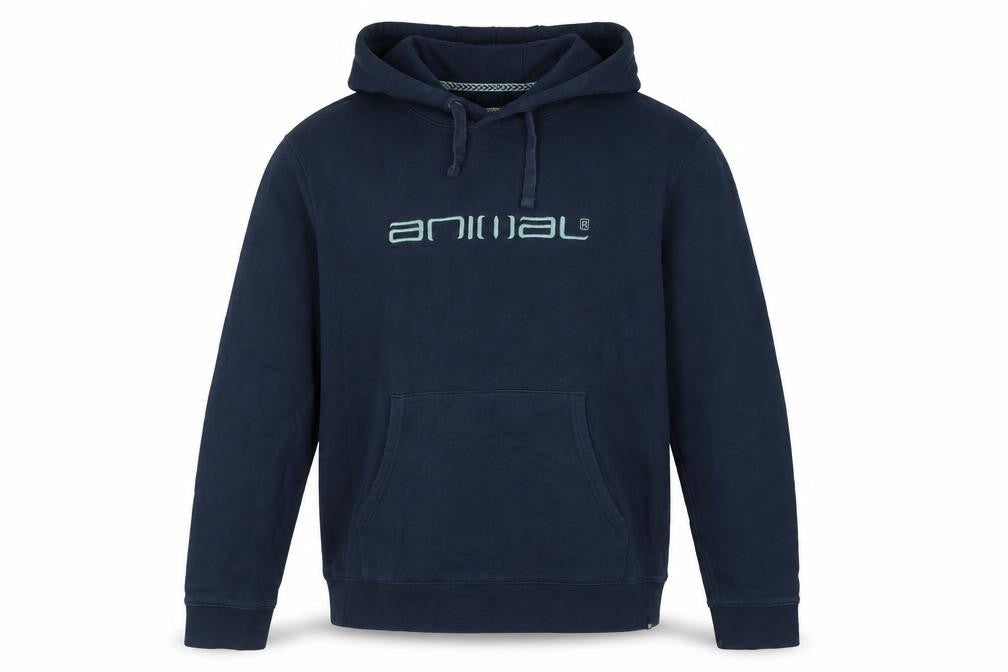Animal Men’s Blue XL Pullover Hoodie Embroidered Logo Organic Cotton