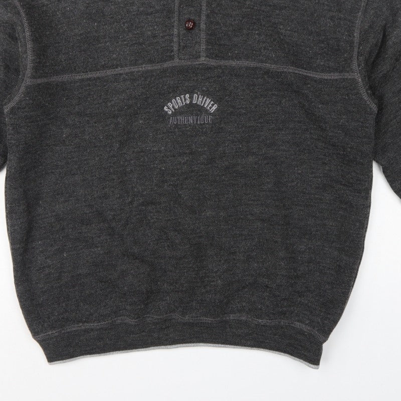 Marks and Spencer Men Grey M Collared Henley Wool Blend Vintage Jumper