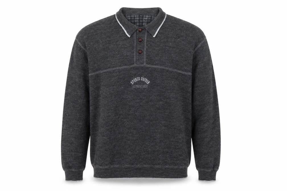 Marks and Spencer Men Grey M Collared Henley Wool Blend Vintage Jumper