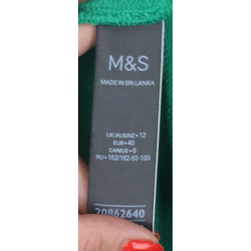 Marks and Spencer Women Green UK 12 Pullover Hooded Sweatshirt