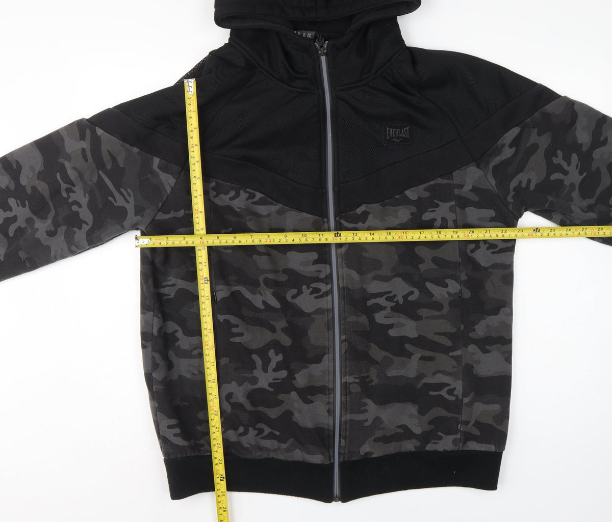 Everlast Men’s Black Grey Camo Full Zip Hoodie UK XL Logo