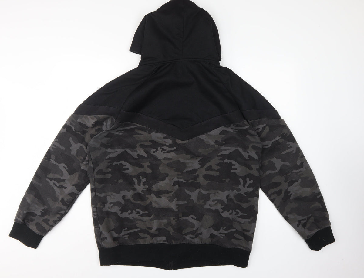 Everlast Men’s Black Grey Camo Full Zip Hoodie UK XL Logo