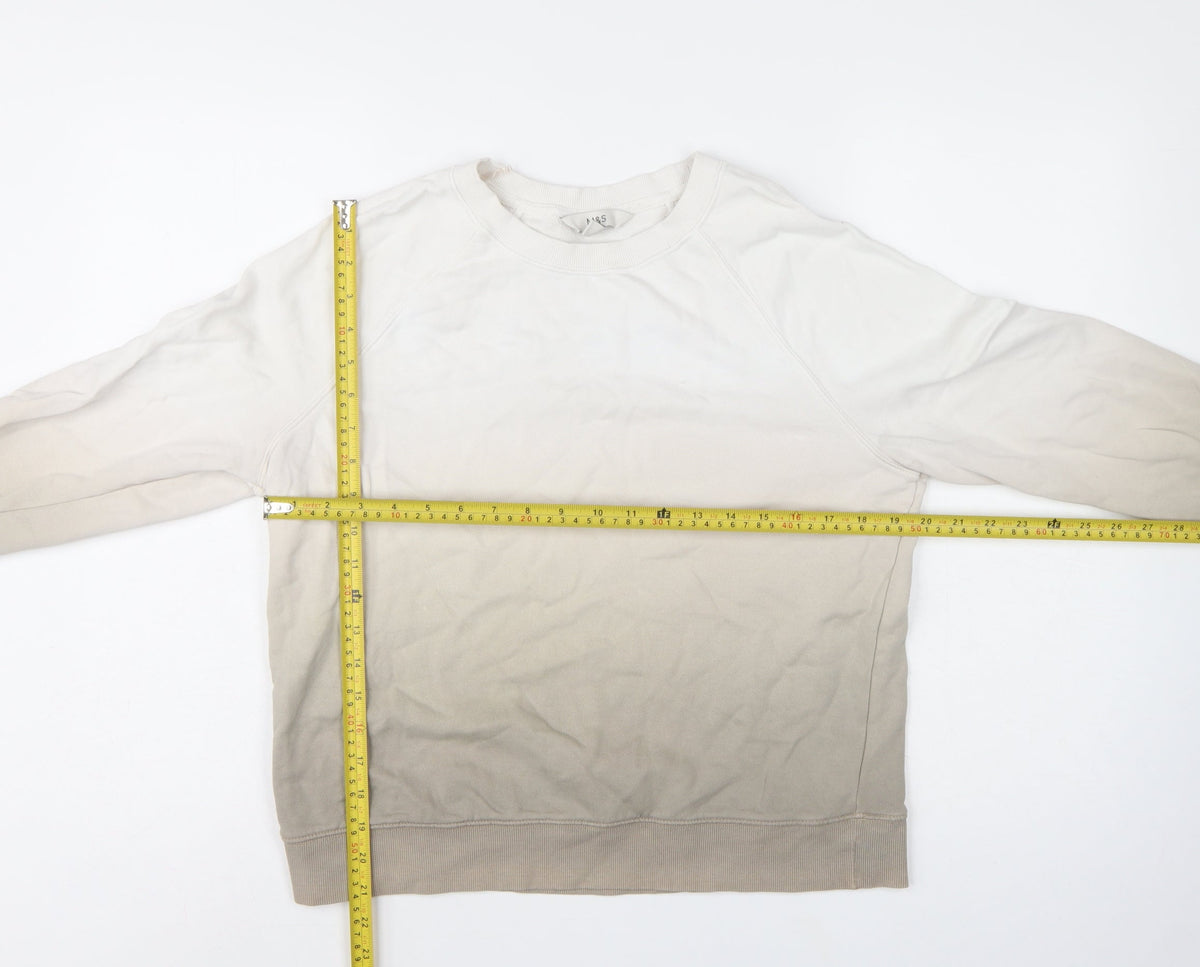 M&S Women’s Brown Mix XS Cotton Raglan Crew Neck Pullover Sweatshirt