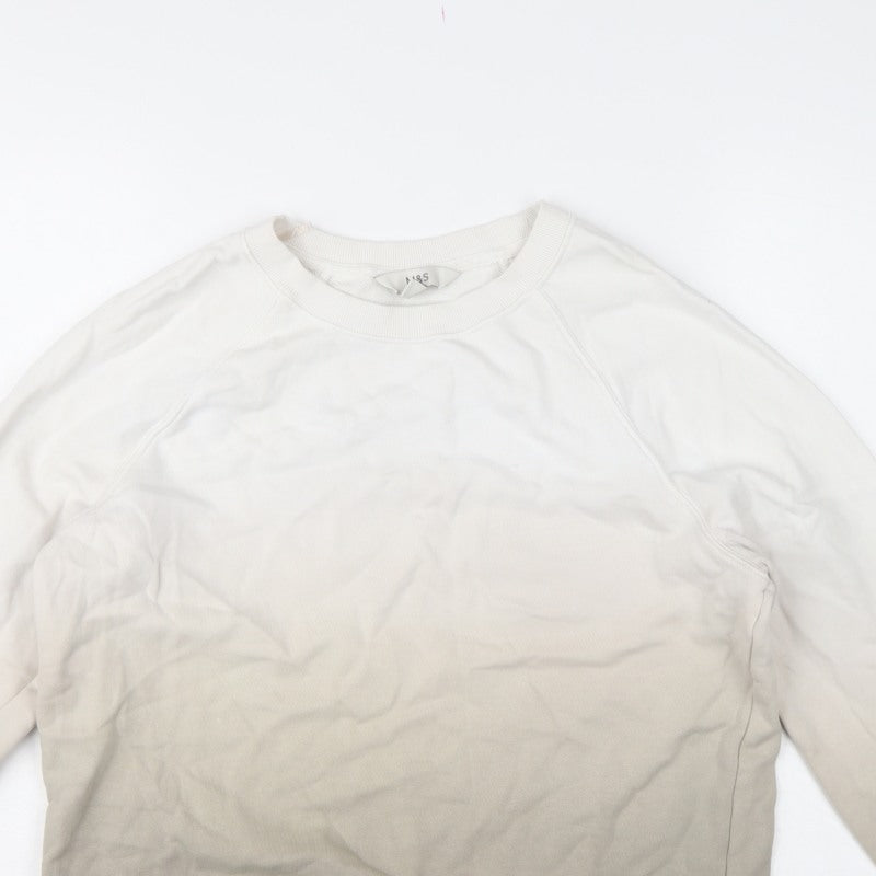 M&S Women’s Brown Mix XS Cotton Raglan Crew Neck Pullover Sweatshirt