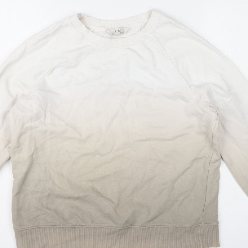 M&S Women’s Brown Mix XS Cotton Raglan Crew Neck Pullover Sweatshirt
