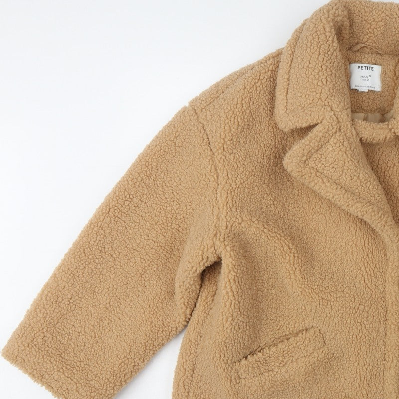 Dorothy Perkins Women’s Beige Petite UK 12 Teddy Fleece Short Coat