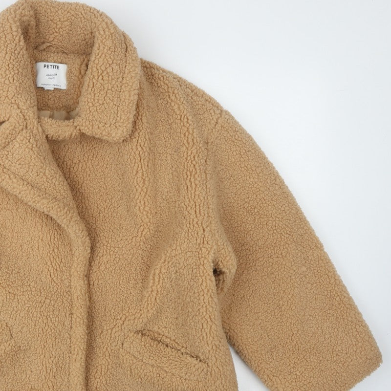 Dorothy Perkins Women’s Beige Petite UK 12 Teddy Fleece Short Coat