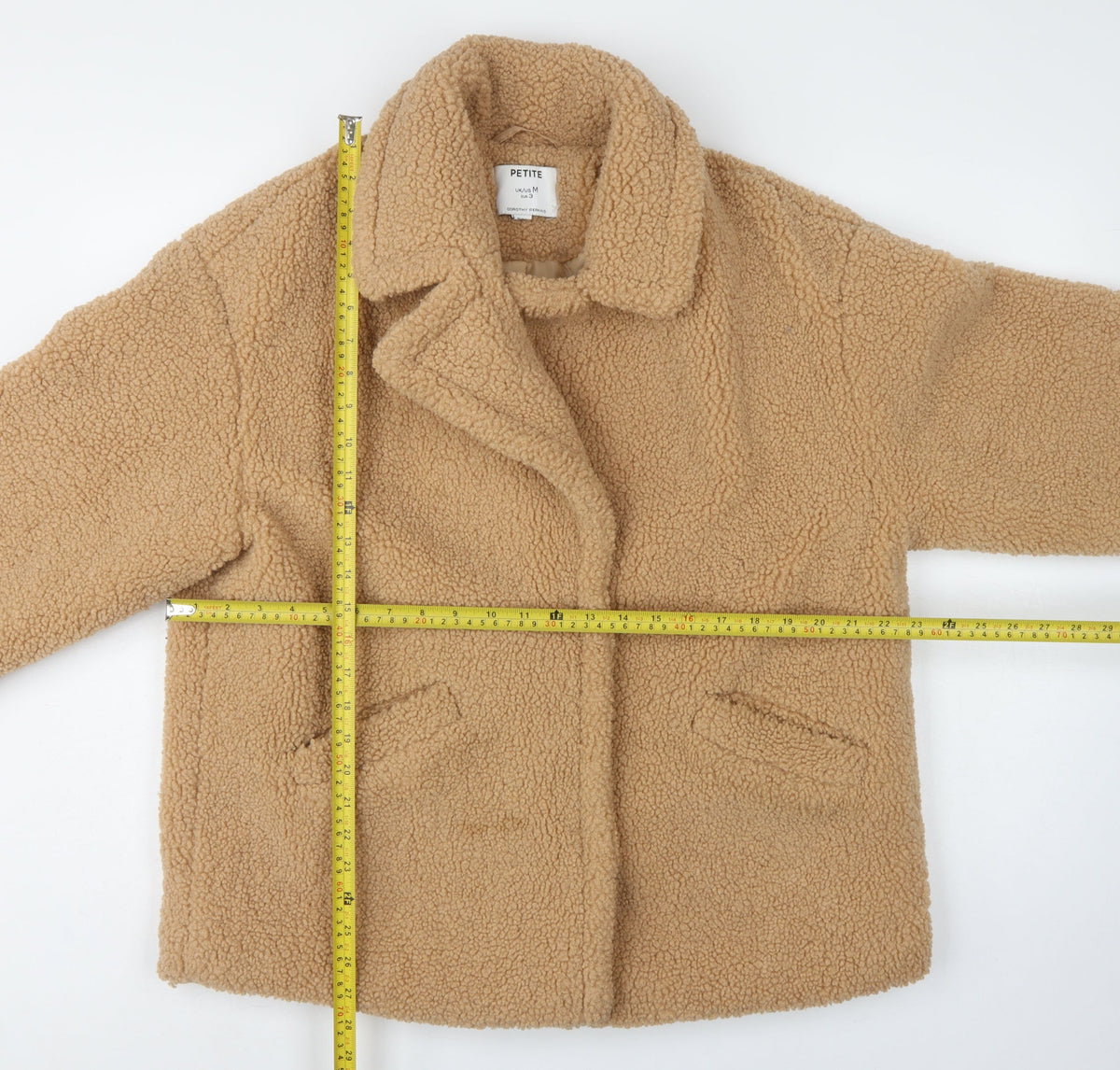 Dorothy Perkins Women’s Beige Petite UK 12 Teddy Fleece Short Coat