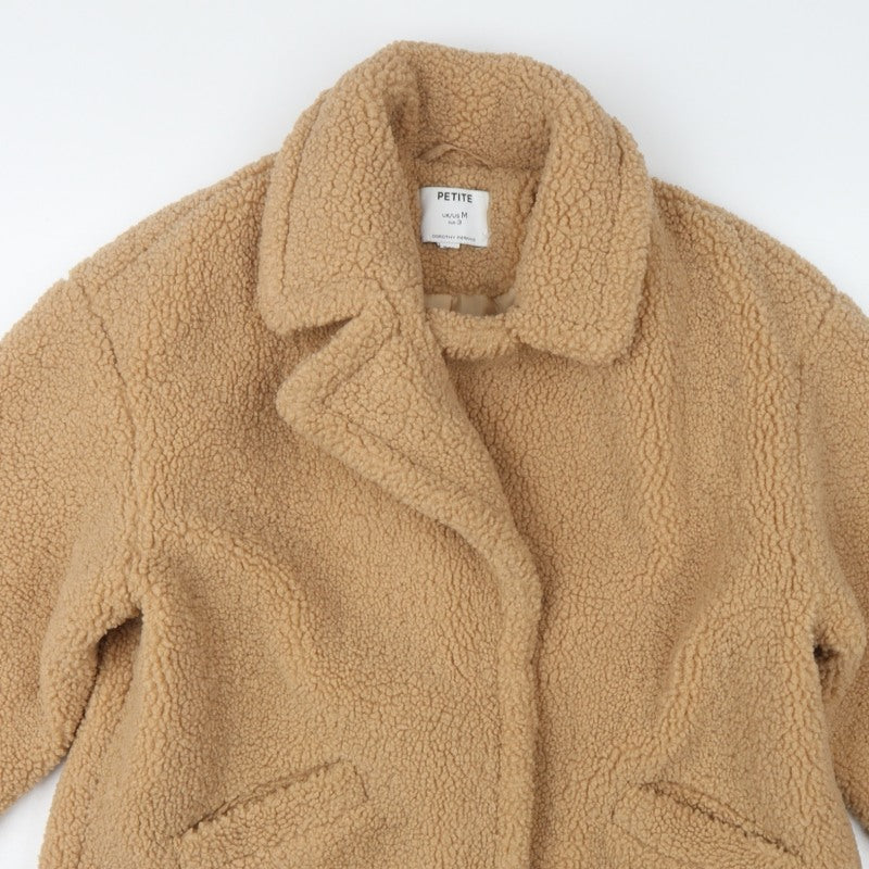 Dorothy Perkins Women’s Beige Petite UK 12 Teddy Fleece Short Coat