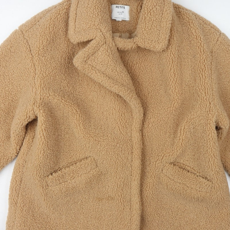 Dorothy Perkins Women’s Beige Petite UK 12 Teddy Fleece Short Coat