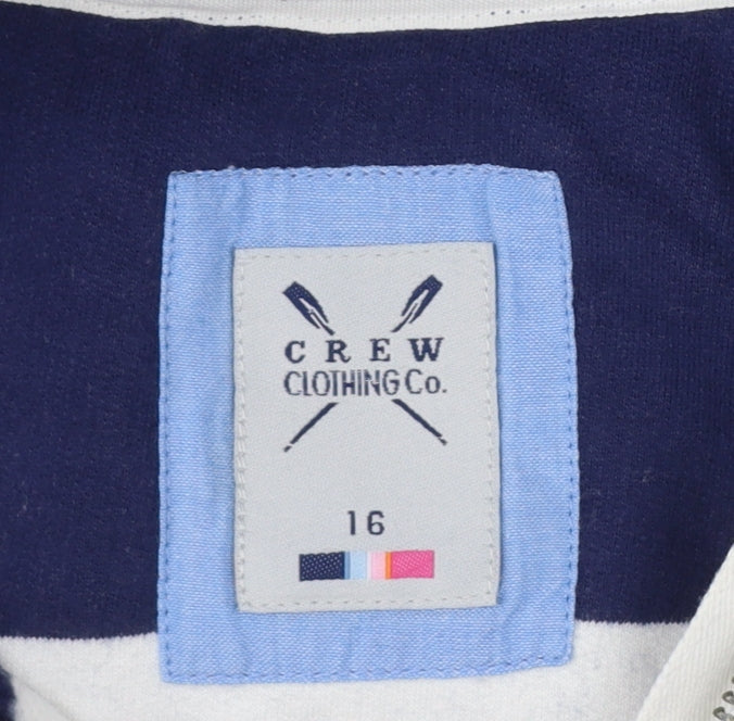 Crew Clothing Co Women’s Navy Stripe Size 16 Henley Sweatshirt