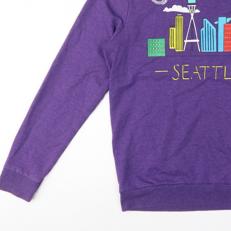 Topman Men’s Purple L Seattle Graphic Print Crew Neck Sweatshirt