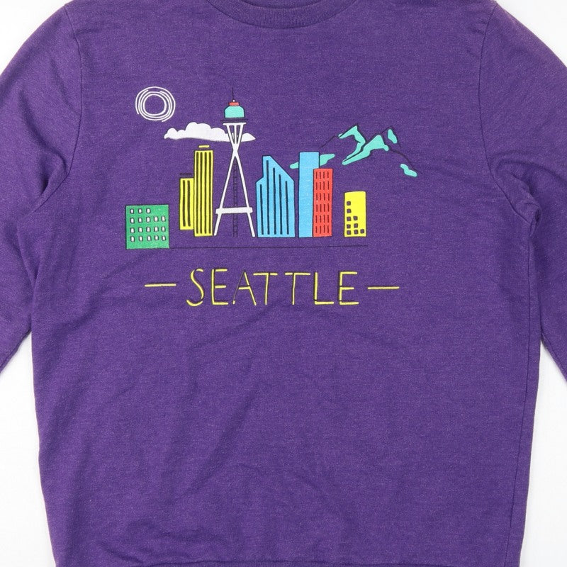 Topman Men’s Purple L Seattle Graphic Print Crew Neck Sweatshirt