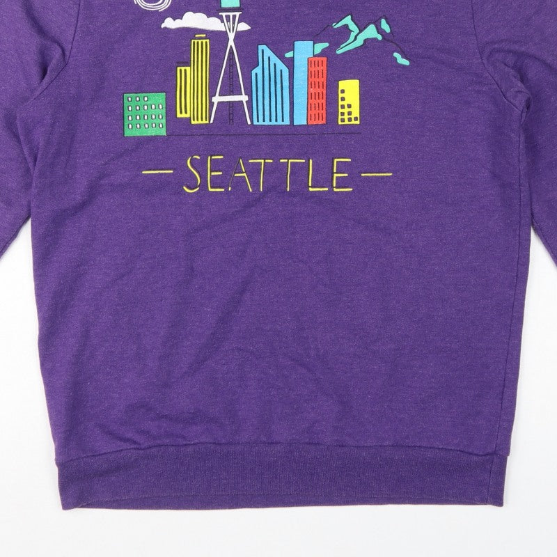 Topman Men’s Purple L Seattle Graphic Print Crew Neck Sweatshirt