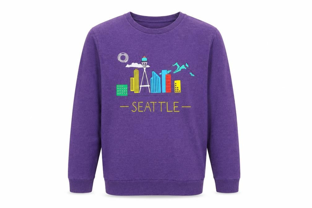 Topman Men’s Purple L Seattle Graphic Print Crew Neck Sweatshirt