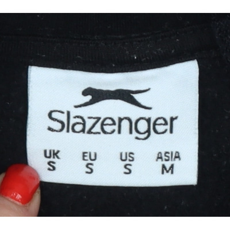 Slazenger Men's Black S Pullover Hoodie Logo Kangaroo Pocket