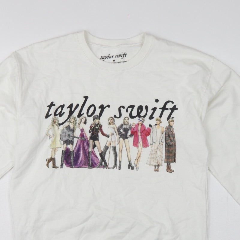 Taylor Swift Women White M Pullover Crew Neck Graphic Sweatshirt