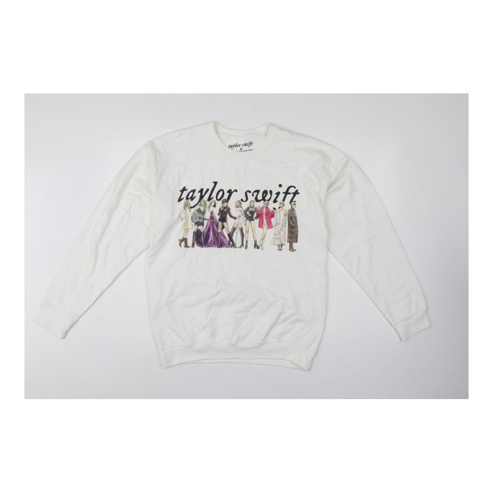 Taylor Swift Women White M Pullover Crew Neck Graphic Sweatshirt
