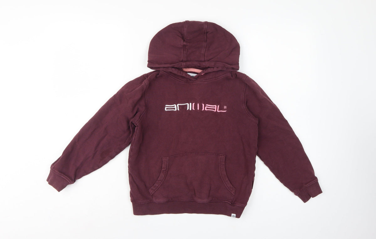 Animal Girls Brown 9-10 Years Pullover Hoodie Embroidered Logo