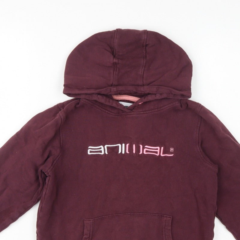 Animal Girls Brown 9-10 Years Pullover Hoodie Embroidered Logo