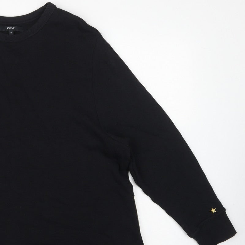 Next Women’s Black XL Tunic Sweatshirt Gold Zip Side Drawstrings