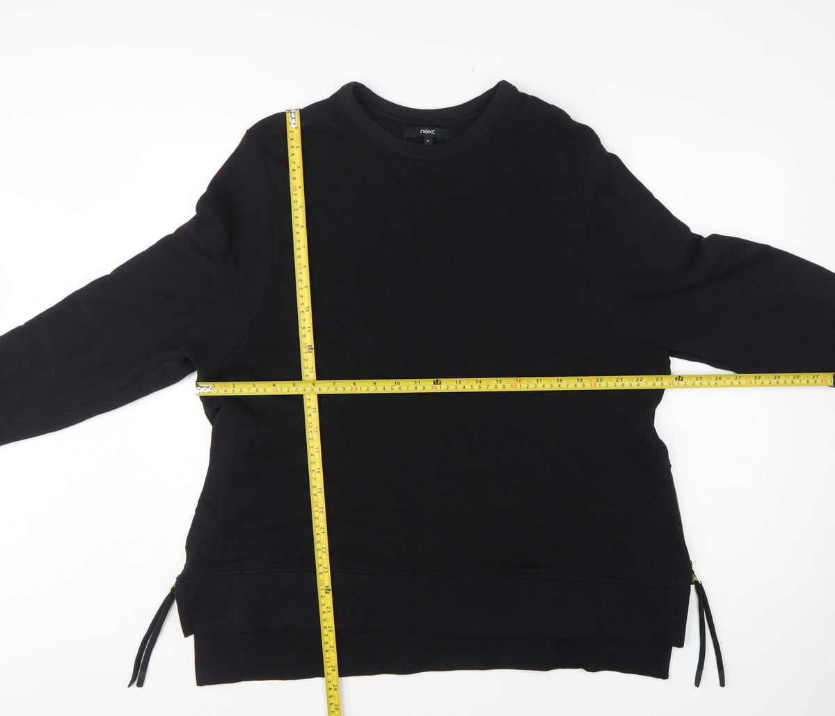 Next Women’s Black XL Tunic Sweatshirt Gold Zip Side Drawstrings