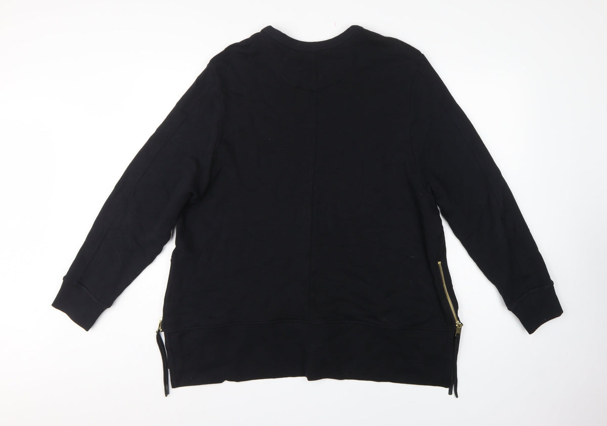 Next Women’s Black XL Tunic Sweatshirt Gold Zip Side Drawstrings